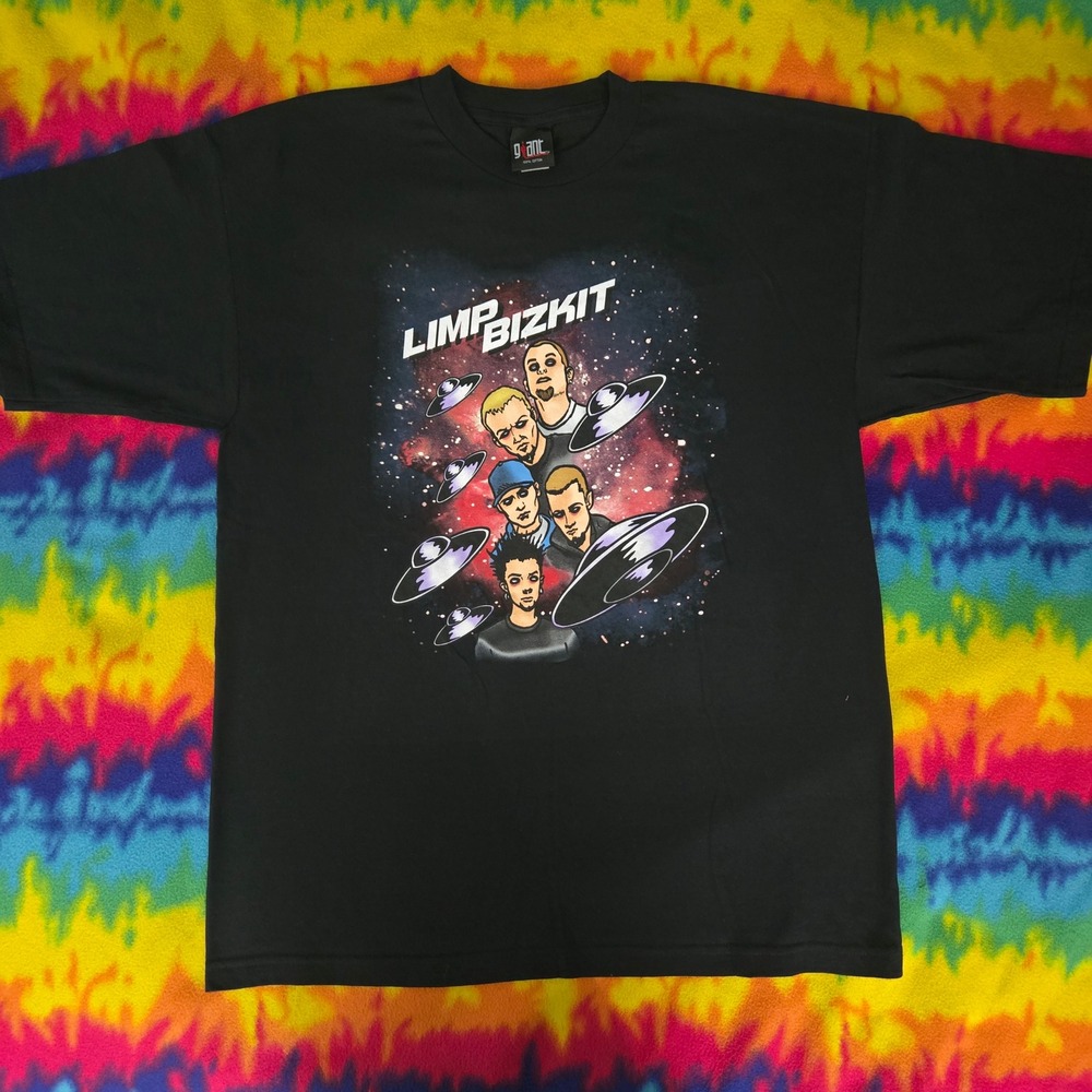 Limp Bizkit Space UFO Graphic T-Shirt Black Giant Tag XL Nu Metal Band Tee